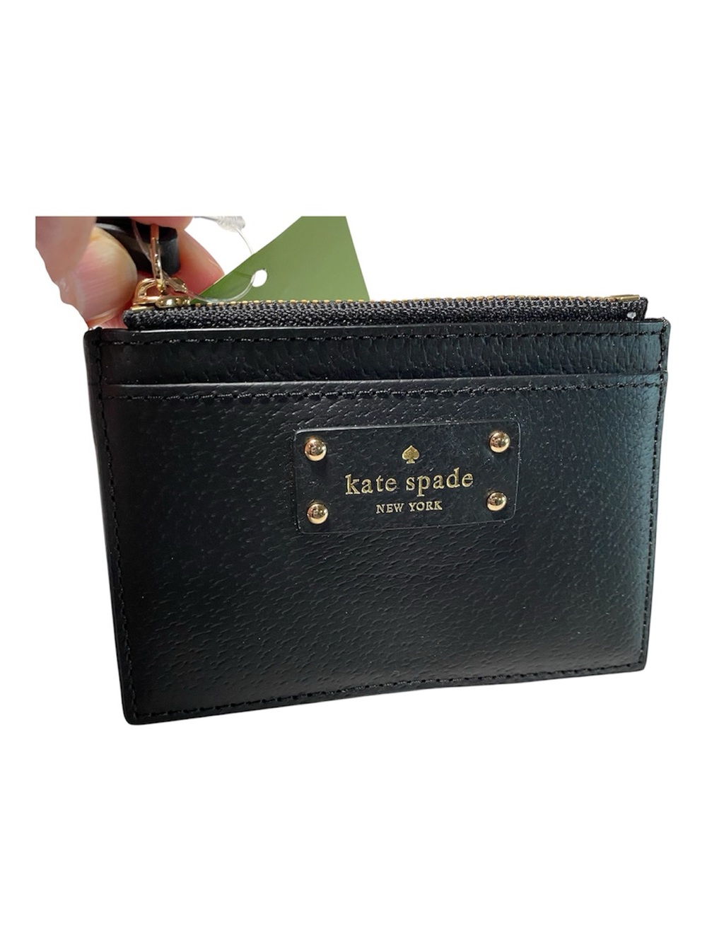 New Kate Spade Card Holder Wallet Black Cow Leather Groove Street 4.5” Cards